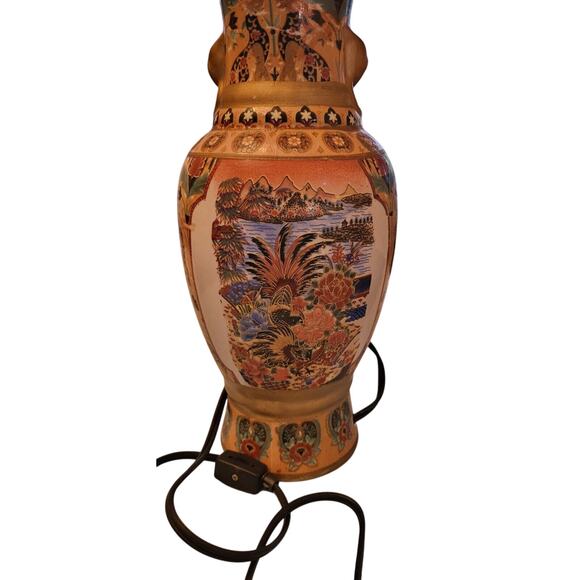 Vintage Antique Chinese Porcelain Mandarin Vase Table Lamp Hand Painted 17.5" - Picture 2 of 16